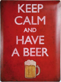 Americká cedule - Keep calm and have a beer