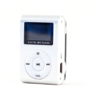 Mini MP3 přehrávač s displejem - stříbrný