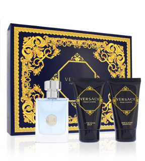 Versace Pour Homme dárková sada pro muže toaletní voda 50 ml + balzám po holení 50 ml + sprchový gel 50 ml