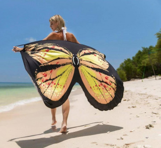 Plážové šaty - motýlí křídla XS-M - žluté
