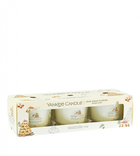 Yankee Candle Spun Sugar Flurries votivní svíčka ve skle 3 x 37 g