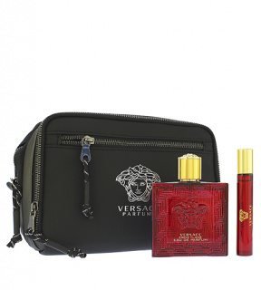 Versace Eros Flame dárková sada pro muže parfémovaná voda 100 ml + parfémovaná voda 10 ml + kosmetická taška