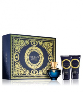 Versace Dylan Blue Pour Femme dárková sada pro ženy parfémovaná voda 50 ml + tělové mléko 50 ml + sprchový gel 50 ml