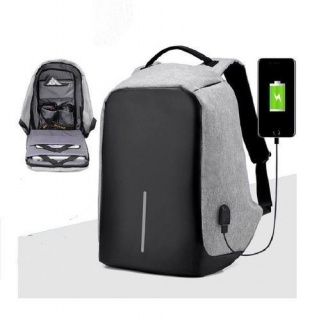 Bezpečnostní batoh s USB nabíječkou - šedý