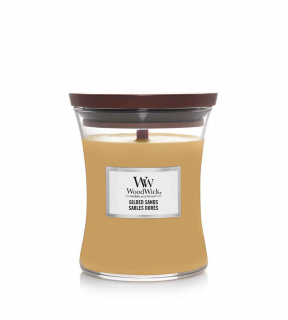 Woodwick Gilded Sands vonná svíčka s dřevěným knotem 275 g