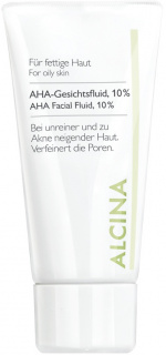 Alcina AHA Facial Fluid 10% jemný chemický peeling pro mastnou až smíšenou pleť 50 ml