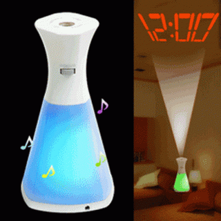 Náladová lampa měnící barvy a vysílající hodiny