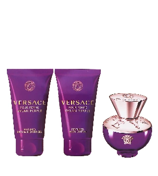 Versace Dylan Purple dárková sada pro ženy parfémovaná voda 50 ml + tělové mléko 50 ml + sprchový gel 50 ml