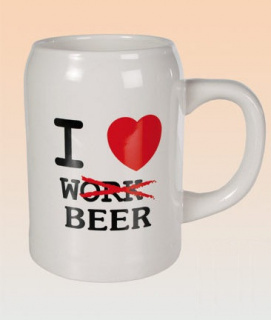 Keramický půllitr - I love work