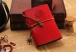 Retro zápisník v kožené vazbě - červený