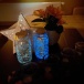 Svítící skleněná dóza - bílá/modrá